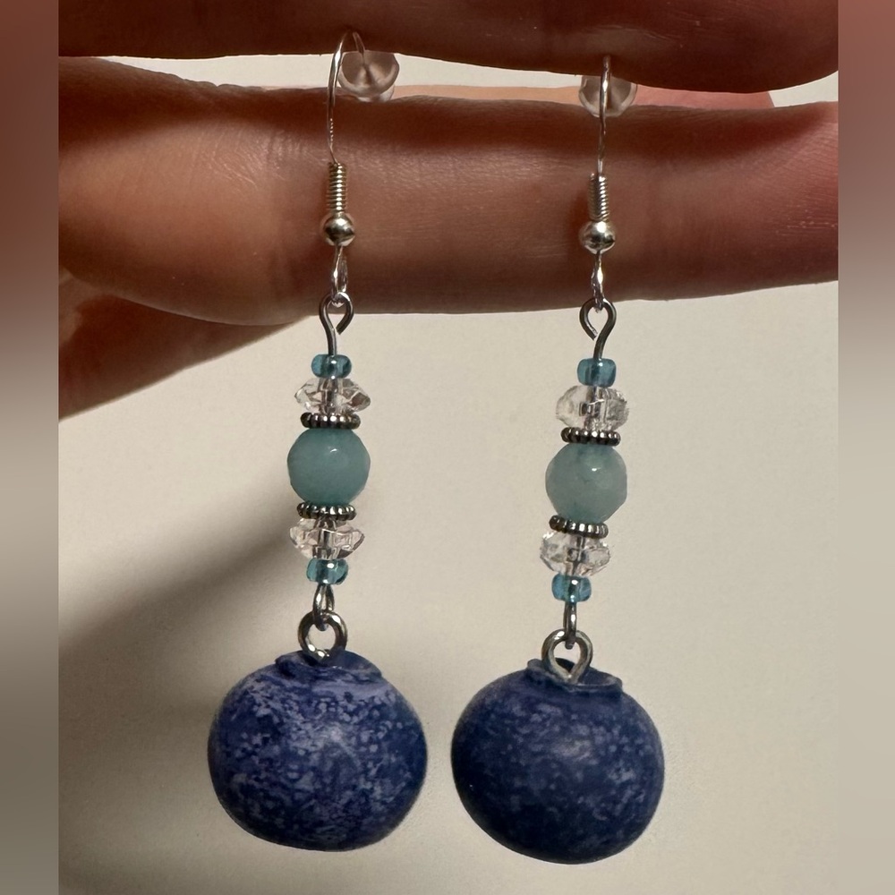 Elegant Blueberry Beaded Earrings
